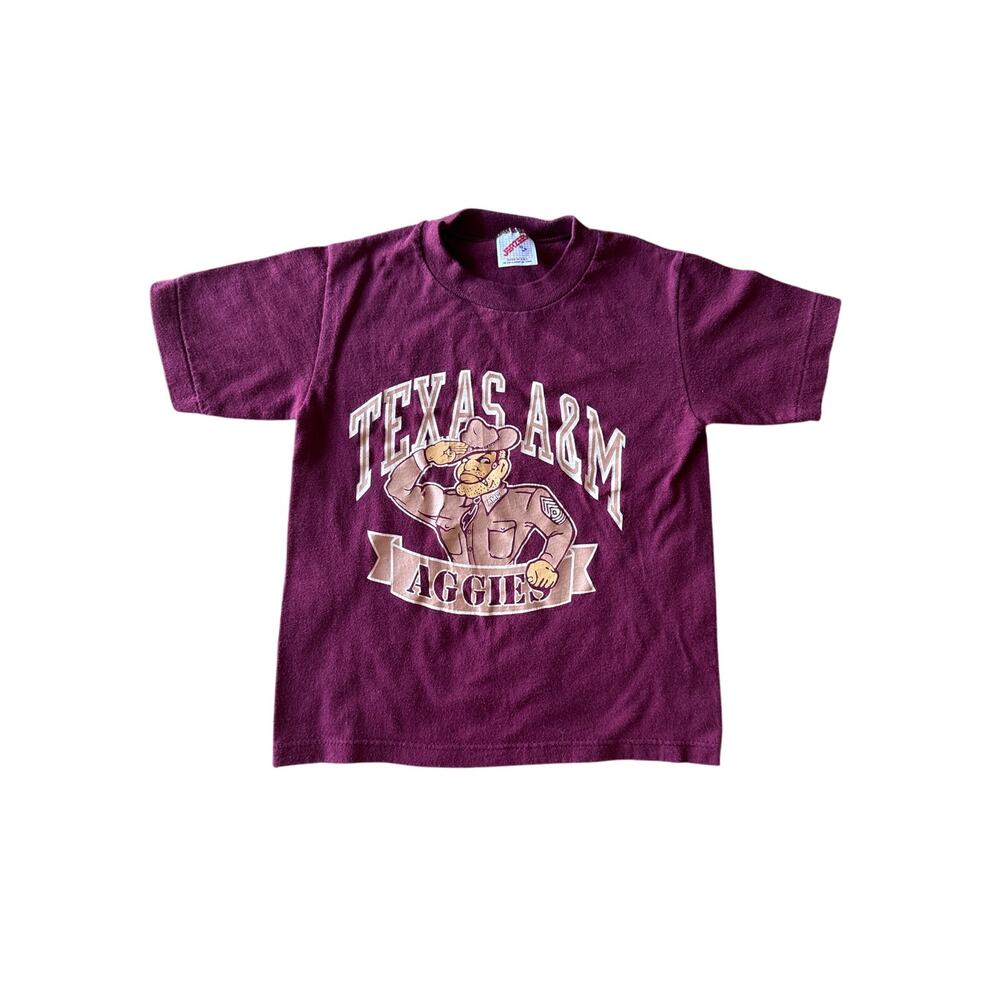 Vintage Texas A&M Aggies Mascot Jerzees USA Made Single Stitched Youth S 6-8 Tee